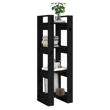 vidaXL Βιβλιοθήκη/Διαχωριστικό Χώρου Μαύρο 41x35x125cm Μασίφ Πεύκο 1 τεμ.