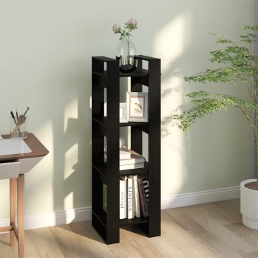 vidaXL Βιβλιοθήκη/Διαχωριστικό Χώρου Μαύρο 41x35x125cm Μασίφ Πεύκο 1 τεμ.
