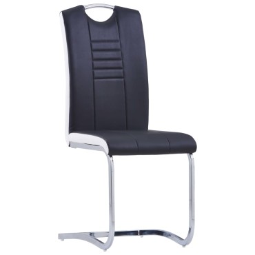 vidaXL Καρέκλες Τραπεζαρίας «Πρόβολος» 4 τεμ. Μαύρες Συνθετικό Δέρμα 42x52x100cm