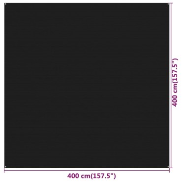 vidaXL Χαλί Σκηνής Μαύρο 400 x 400 εκ. HDPE