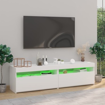 vidaXL Έπιπλα Τηλεόρασης με LED 2 τεμ. Λευκό 75x35x40cm