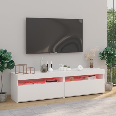 vidaXL Έπιπλα Τηλεόρασης με LED 2 τεμ. Λευκό 75x35x40cm