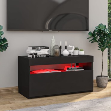 vidaXL Έπιπλο Τηλεόρασης με LED Μαύρο 75 x 35 x 40 εκ.