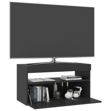vidaXL Έπιπλο Τηλεόρασης με LED Μαύρο 75 x 35 x 40 εκ.
