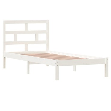 vidaXL Πλαίσιο Κρεβατιού Λευκό 90x200cm από Μασίφ Ξύλο Πεύκου 1 τεμ. - Μονό