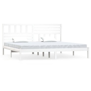 vidaXL Σκελετός Κρεβ. Χωρίς Στρώμα Λευκό 180x200 εκ Μασίφ Πεύκο