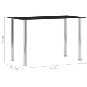 vidaXL Τραπεζαρία Μαύρη 120x60x75cm από Ψημένο Γυαλί 1 τεμ.