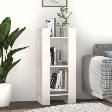vidaXL Βιβλιοθήκη/Διαχωριστικό Χώρου Λευκό 41x35x91cm Μασίφ Πεύκο 1 τεμ.