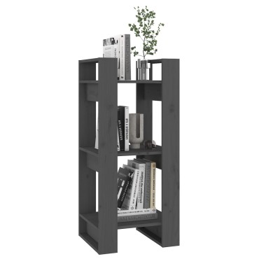 vidaXL Βιβλιοθήκη/Διαχωριστικό Χώρου Γκρι 41x35x91cm Μασίφ Πεύκο 1 τεμ.