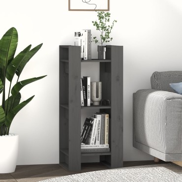 vidaXL Βιβλιοθήκη/Διαχωριστικό Χώρου Γκρι 41x35x91cm Μασίφ Πεύκο 1 τεμ.
