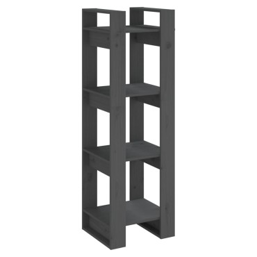 vidaXL Βιβλιοθήκη/Διαχωριστικό Χώρου Γκρι 41x35x125cm Μασίφ Πεύκο 1 τεμ.