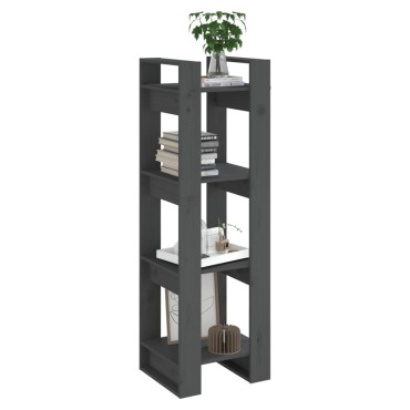 vidaXL Βιβλιοθήκη/Διαχωριστικό Χώρου Γκρι 41x35x125cm Μασίφ Πεύκο 1 τεμ.