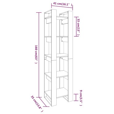 vidaXL Βιβλιοθήκη/Διαχωριστικό Χώρου 41x35x160cm Μασίφ Ξύλο Πεύκου 1 τεμ.