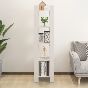vidaXL Βιβλιοθήκη/Διαχωριστικό Χώρου Λευκό 41x35x160cm Μασίφ Πεύκο 1 τεμ.