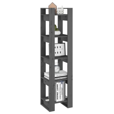 vidaXL Βιβλιοθήκη/Διαχωριστικό Χώρου Γκρι 41x35x160cm Μασίφ Πεύκο 1 τεμ.