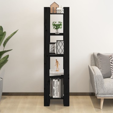 vidaXL Βιβλιοθήκη/Διαχωριστικό Χώρου Μαύρο 41x35x160cm Μασίφ Πεύκο 1 τεμ.