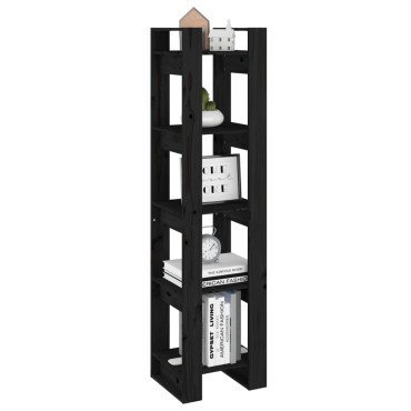 vidaXL Βιβλιοθήκη/Διαχωριστικό Χώρου Μαύρο 41x35x160cm Μασίφ Πεύκο 1 τεμ.