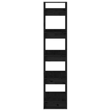vidaXL Βιβλιοθήκη/Διαχωριστικό Χώρου Μαύρο 41x35x160cm Μασίφ Πεύκο 1 τεμ.
