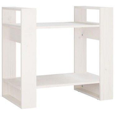 vidaXL Βιβλιοθήκη/Διαχωριστικό Χώρου Λευκό 60x35x57cm Μασίφ Πεύκο 1 τεμ.