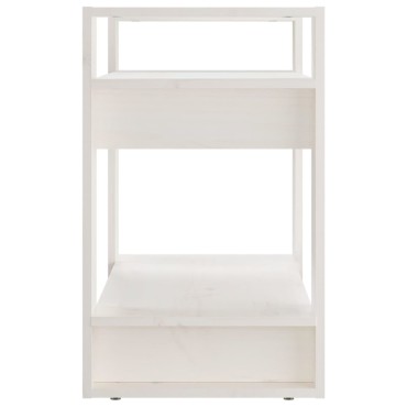 vidaXL Βιβλιοθήκη/Διαχωριστικό Χώρου Λευκό 60x35x57cm Μασίφ Πεύκο 1 τεμ.