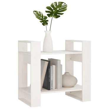 vidaXL Βιβλιοθήκη/Διαχωριστικό Χώρου Λευκό 60x35x57cm Μασίφ Πεύκο 1 τεμ.