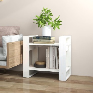 vidaXL Βιβλιοθήκη/Διαχωριστικό Χώρου Λευκό 60x35x57cm Μασίφ Πεύκο 1 τεμ.