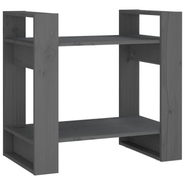 vidaXL Βιβλιοθήκη/Διαχωριστικό Χώρου Γκρι 60x35x57cm Μασίφ Πεύκο 1 τεμ.