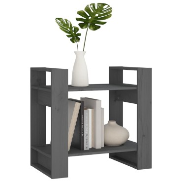 vidaXL Βιβλιοθήκη/Διαχωριστικό Χώρου Γκρι 60x35x57cm Μασίφ Πεύκο 1 τεμ.