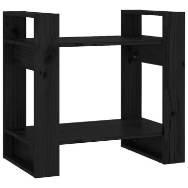 vidaXL Βιβλιοθήκη/Διαχωριστικό Χώρου Μαύρο 60x35x57cm Μασίφ Πεύκο 1 τεμ.