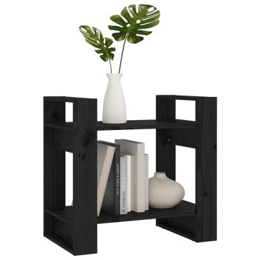 vidaXL Βιβλιοθήκη/Διαχωριστικό Χώρου Μαύρο 60x35x57cm Μασίφ Πεύκο 1 τεμ.