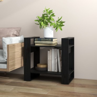 vidaXL Βιβλιοθήκη/Διαχωριστικό Χώρου Μαύρο 60x35x57cm Μασίφ Πεύκο 1 τεμ.