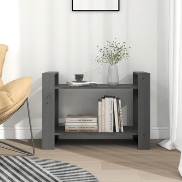 vidaXL Βιβλιοθήκη/Διαχωριστικό Χώρου Γκρι 80x35x56,5cm Μασίφ Πεύκο 1 τεμ.