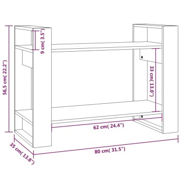 vidaXL Βιβλιοθήκη/Διαχωριστικό Χώρου Γκρι 80x35x56,5cm Μασίφ Πεύκο 1 τεμ.