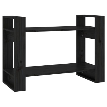 vidaXL Βιβλιοθήκη/Διαχωριστικό Χώρου Μαύρο 80x35x56,5cm Μασίφ Πεύκο 1 τεμ.