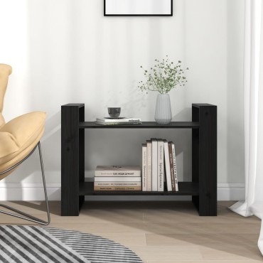 vidaXL Βιβλιοθήκη/Διαχωριστικό Χώρου Μαύρο 80x35x56,5cm Μασίφ Πεύκο 1 τεμ.