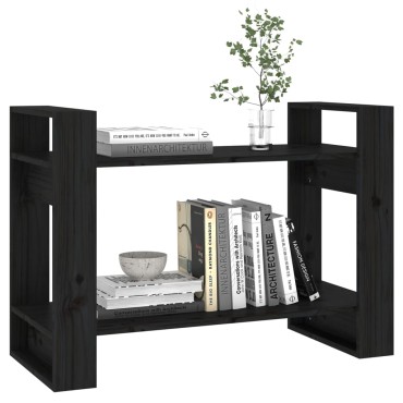 vidaXL Βιβλιοθήκη/Διαχωριστικό Χώρου Μαύρο 80x35x56,5cm Μασίφ Πεύκο 1 τεμ.