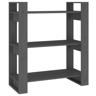 vidaXL Βιβλιοθήκη/Διαχωριστικό Χώρου Γκρι 80x35x91cm Μασίφ Πεύκο 1 τεμ.