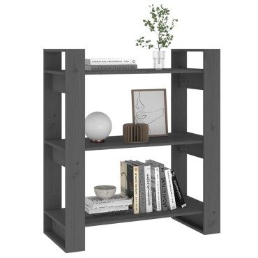 vidaXL Βιβλιοθήκη/Διαχωριστικό Χώρου Γκρι 80x35x91cm Μασίφ Πεύκο 1 τεμ.