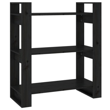 vidaXL Βιβλιοθήκη/Διαχωριστικό Χώρου Μαύρο 80x35x91cm Μασίφ Πεύκο 1 τεμ.