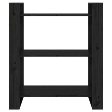 vidaXL Βιβλιοθήκη/Διαχωριστικό Χώρου Μαύρο 80x35x91cm Μασίφ Πεύκο 1 τεμ.