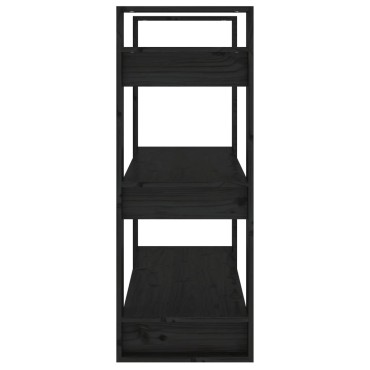 vidaXL Βιβλιοθήκη/Διαχωριστικό Χώρου Μαύρο 80x35x91cm Μασίφ Πεύκο 1 τεμ.