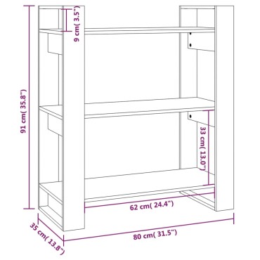 vidaXL Βιβλιοθήκη/Διαχωριστικό Χώρου Μαύρο 80x35x91cm Μασίφ Πεύκο 1 τεμ.