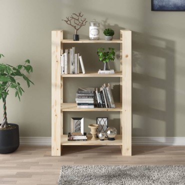 vidaXL Βιβλιοθήκη/Διαχωριστικό Χώρου 80x35x125cm Μασίφ Ξύλο Πεύκου 1 τεμ.
