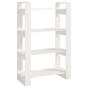 vidaXL Βιβλιοθήκη/Διαχωριστικό Χώρου Λευκό 80x35x125cm Μασίφ Πεύκο 1 τεμ.