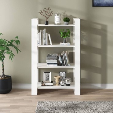 vidaXL Βιβλιοθήκη/Διαχωριστικό Χώρου Λευκό 80x35x125cm Μασίφ Πεύκο 1 τεμ.