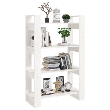vidaXL Βιβλιοθήκη/Διαχωριστικό Χώρου Λευκό 80x35x125cm Μασίφ Πεύκο 1 τεμ.