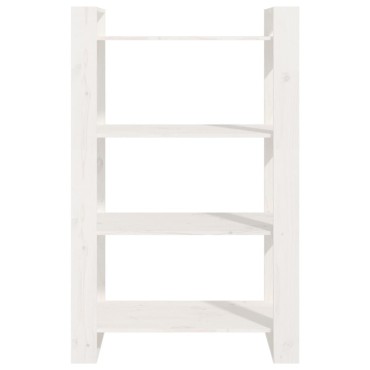 vidaXL Βιβλιοθήκη/Διαχωριστικό Χώρου Λευκό 80x35x125cm Μασίφ Πεύκο 1 τεμ.