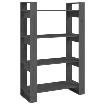 vidaXL Βιβλιοθήκη/Διαχωριστικό Χώρου Γκρι 80x35x125cm Μασίφ Πεύκο 1 τεμ.