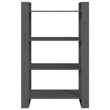 vidaXL Βιβλιοθήκη/Διαχωριστικό Χώρου Γκρι 80x35x125cm Μασίφ Πεύκο 1 τεμ.