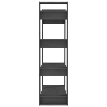 vidaXL Βιβλιοθήκη/Διαχωριστικό Χώρου Γκρι 80x35x125cm Μασίφ Πεύκο 1 τεμ.